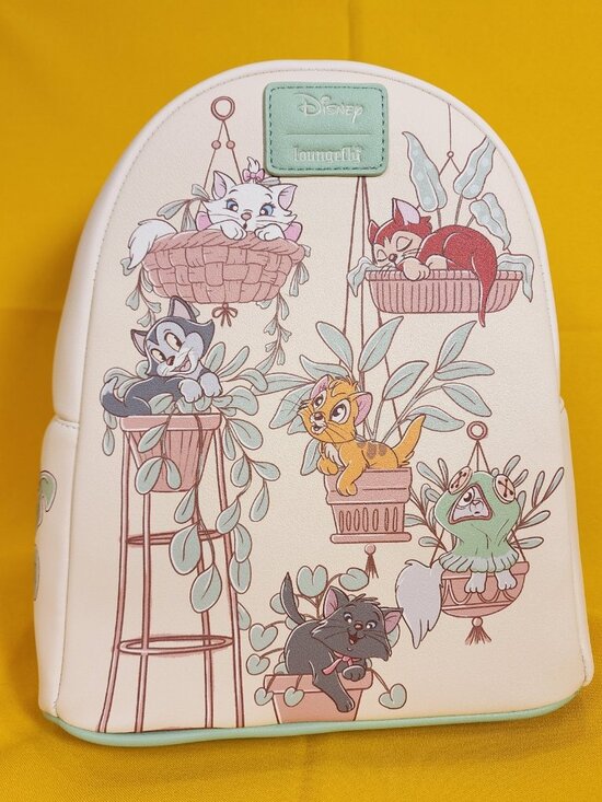 Loungefly Disney Cats & Plants Mini Backpack Soft Tag Marie Figaro Oliver NEW